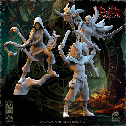 Danseurs de la mort d’Evergreen — état-major de 3 figurines, rendu du créateur