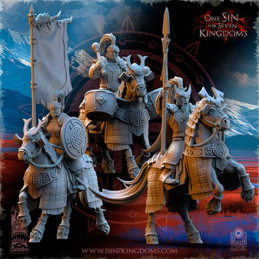 Cavaliers Astarii — état-major de 3 figurines, rendu du créateur