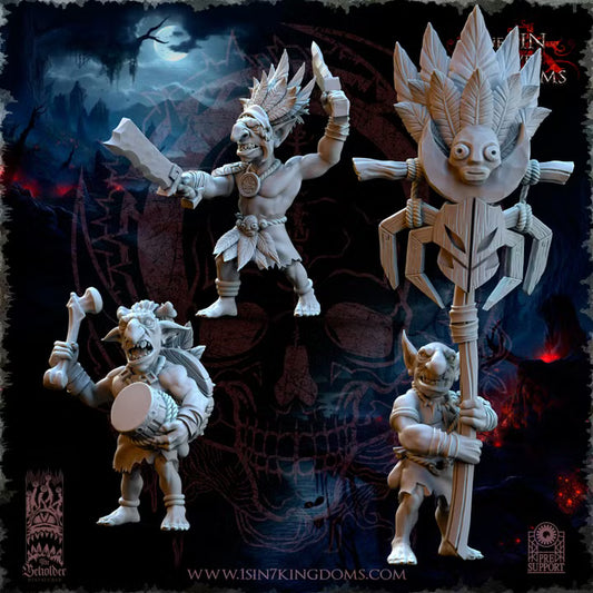 Guerriers gobelins de la jungle — état-major de 3 figurines, rendu du créateur