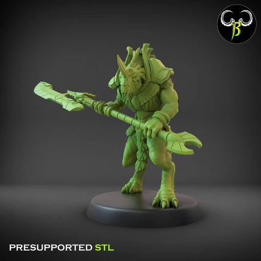 Seigneur homme-lézard à arme lourde — vue du modèle ClayBeastCreation