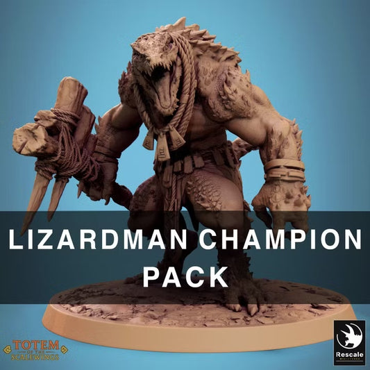 Champions Dreadscale hommes-lézards — visuel original Rescale Miniatures