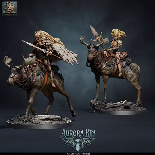 Chevaliers Aurora sur élans — rendu original Rescale Miniatures