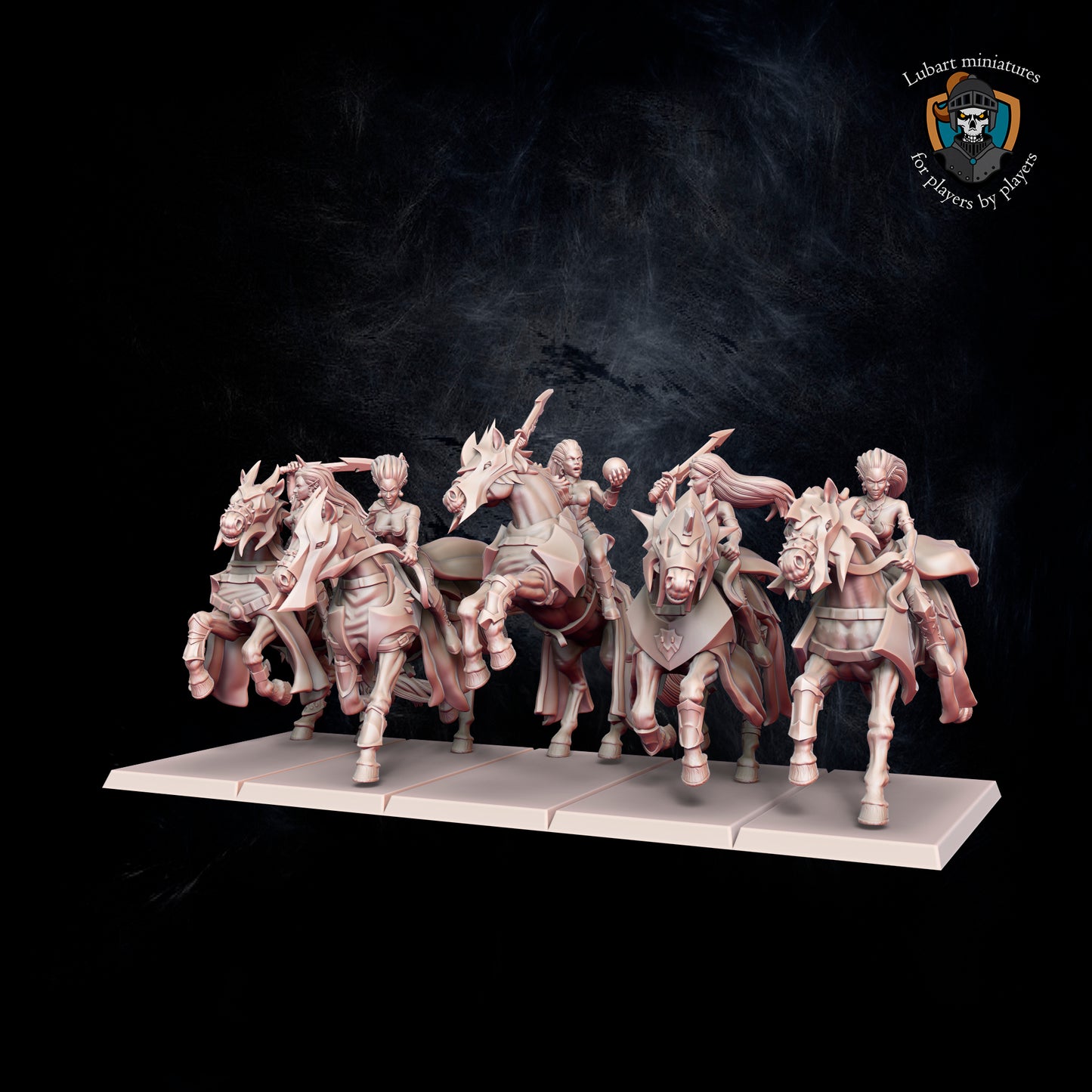 Escouade de Furies Elfes noirs sur cheval noir