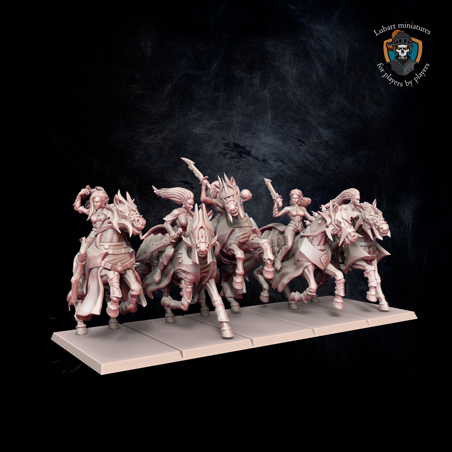 Escouade de Furies Elfes noirs sur cheval noir
