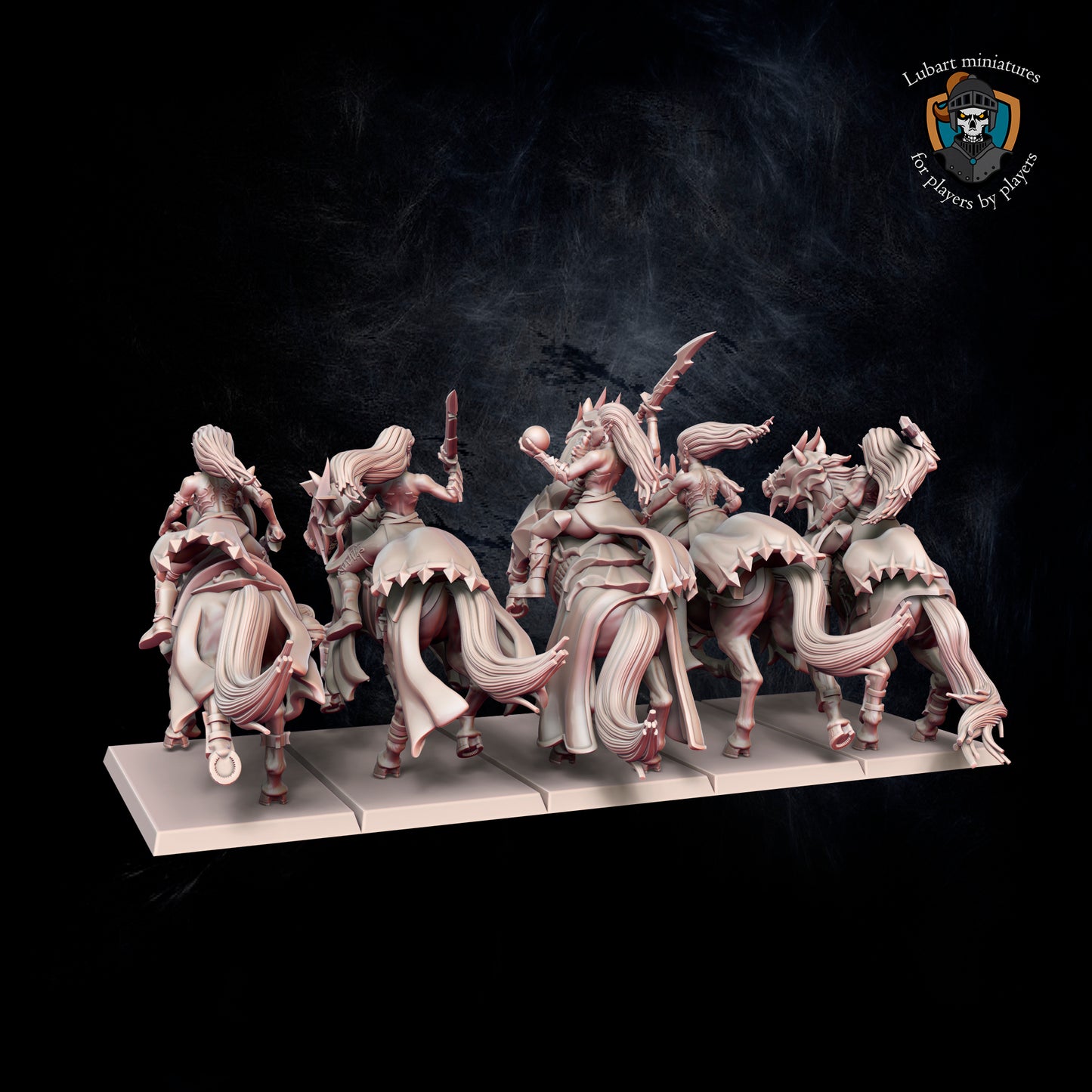Escouade de Furies Elfes noirs sur cheval noir