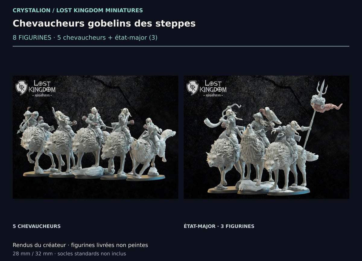 Chevaucheurs gobelins des steppes — 8 FIGURINES · 5 chevaucheurs + état-major (3)