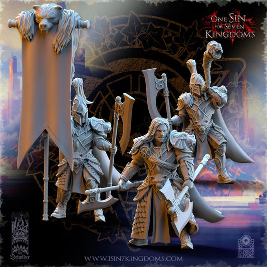 Gardiens de l’Ours de Silvermoor — état-major de 3 figurines, rendu du créateur