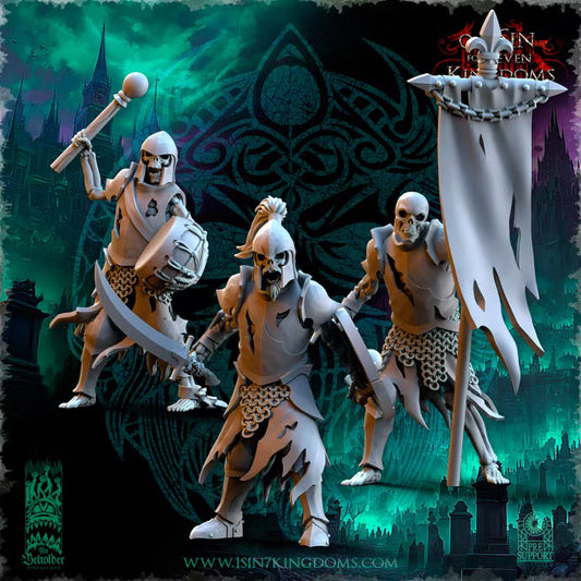Guerriers des Légions éternelles — état-major de 3 figurines, rendu du créateur
