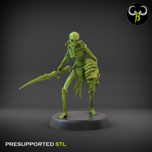 Squelettes de chair — fleshskeletonsword3-1 — rendu ClayBeastCreation, socle non inclus