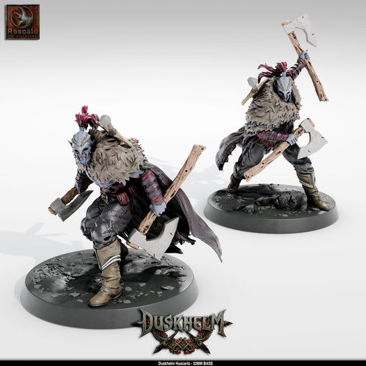 Huscarls Duskhelm — Doubles haches, deux poses originales — rendu original Rescale Miniatures