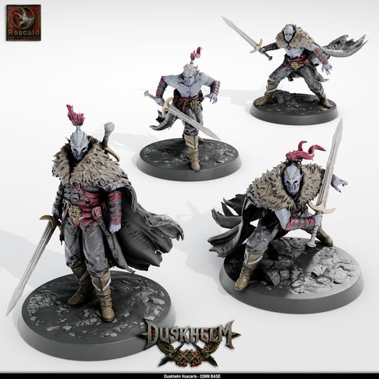 Huscarls Duskhelm — Épées, quatre poses originales — rendu original Rescale Miniatures