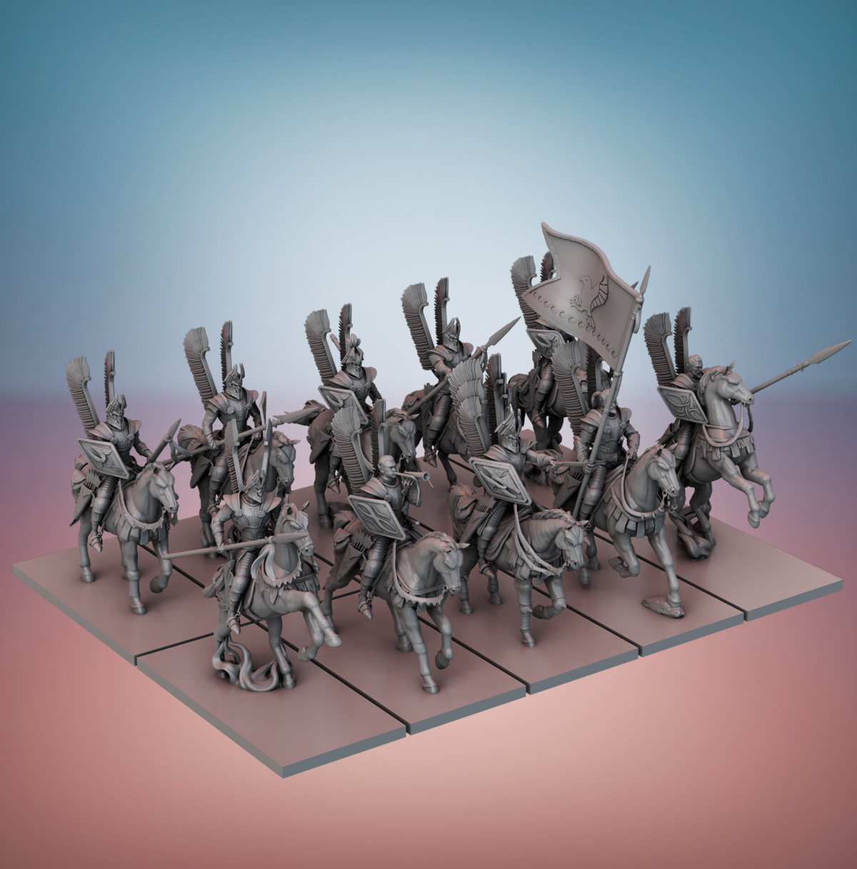 Chevaucheurs du vent elfes nobles — Lances et boucliers
