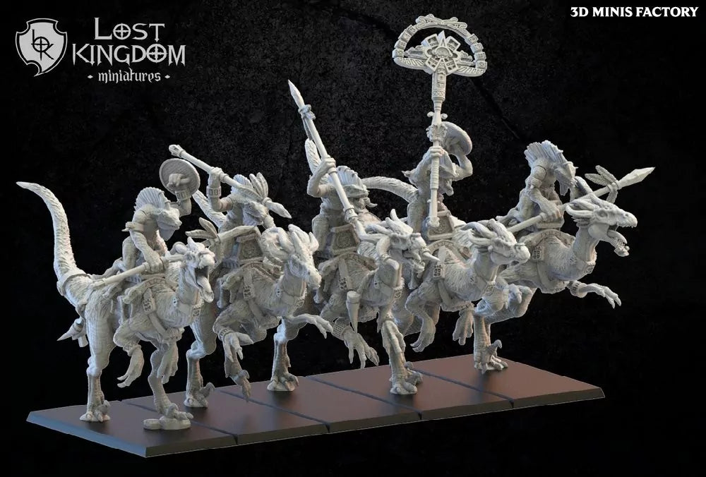 État-major monté — Chevaucheurs hommes-lézards sur Cuetzpalli